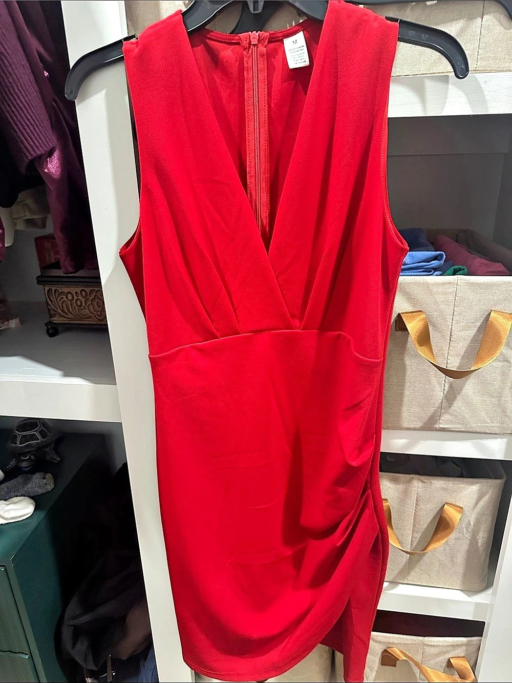 Red Wrap Front Midi Dress Size Medium